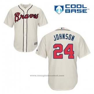 Maglia Baseball Uomo Atlanta Braves 24 Kelly Johnson Crema Alternato Cool Base