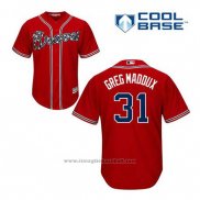 Maglia Baseball Uomo Atlanta Braves 31 Greg Maddux Rosso Alternato Cool Base