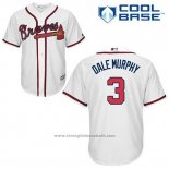 Maglia Baseball Uomo Atlanta Braves 3 Dale Murphy Bianco Home Cool Base