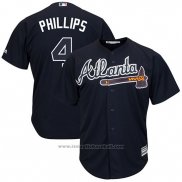 Maglia Baseball Uomo Atlanta Braves 4 Brandon Phillips Blu Alternato Cool Base