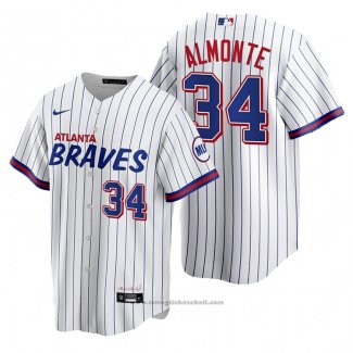 Maglia Baseball Uomo Atlanta Braves Abraham Almonte Replica 2021 City Connect Bianco