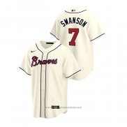 Maglia Baseball Uomo Atlanta Braves Dansby Swanson 2020 Replica Alternato Crema