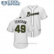 Maglia Baseball Uomo Atlanta Braves Julio Teheran 2018 Memorial Day Cool Base Bianco