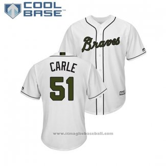 Maglia Baseball Uomo Atlanta Braves Shane Carle 2018 Memorial Day Cool Base Bianco