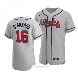 Maglia Baseball Uomo Atlanta Braves Travis D'arnaud Autentico Road Grigio