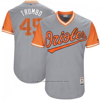 Maglia Baseball Uomo Baltimore Orioles 2017 Little League World Series 45 Mark Trumbo Grigio