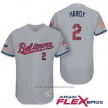 Maglia Baseball Uomo Baltimore Orioles 2017 Stelle E Strisce 2 J.j. Hardy Grigio Flex Base