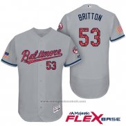 Maglia Baseball Uomo Baltimore Orioles 2017 Stelle E Strisce 53 Zach Britton Grigio Flex Base