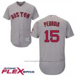 Maglia Baseball Uomo Boston Red Sox 15 Dustin Pedroia Grigio Autentico Collection Flex Base