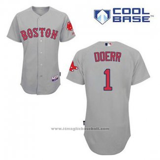 Maglia Baseball Uomo Boston Red Sox 1 Bobby Doerr Grigio Cool Base