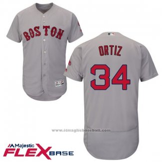 Maglia Baseball Uomo Boston Red Sox 34 David Ortiz Grigio Autentico Collection Flex Base