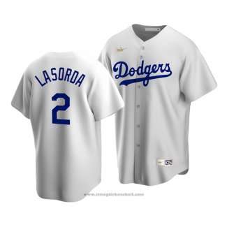 Maglia Baseball Uomo Brooklyn Los Angeles Dodgers White Tommy Lasorda Cooperstown Collection Primera Bianco