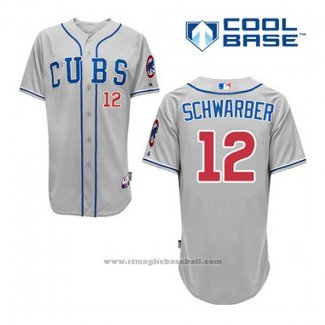 Maglia Baseball Uomo Chicago Cubs 12 Kyle Schwarber Grigio Alternato Cool Base