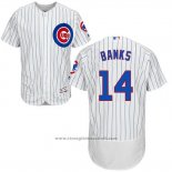 Maglia Baseball Uomo Chicago Cubs 14 Ernie Banks Autentico Collection Flex Base Bianco