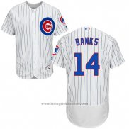 Maglia Baseball Uomo Chicago Cubs 14 Ernie Banks Autentico Collection Flex Base Bianco