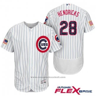 Maglia Baseball Uomo Chicago Cubs 2017 Stelle e Strisce Cubs 28 Kyle Hendricks Bianco Flex Base