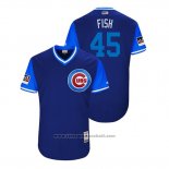 Maglia Baseball Uomo Chicago Cubs Anthony Bass 2018 LLWS Players Weekend Fish Blu