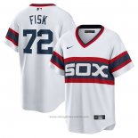 Maglia Baseball Uomo Chicago White Sox Carlton Fisk Primera Cooperstown Collection Bianco