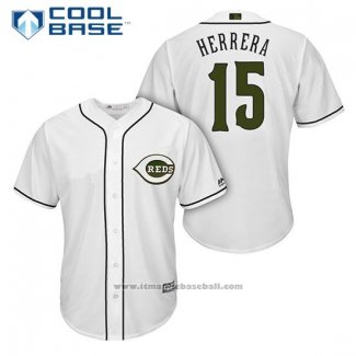 Maglia Baseball Uomo Cincinnati Reds 15 Dilson Herrera Bianco 2018 Alternato Cool Base