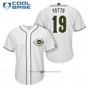 Maglia Baseball Uomo Cincinnati Reds 19 Joey Votto Bianco 2018 Alternato Cool Base