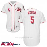 Maglia Baseball Uomo Cincinnati Reds 5 Johnny Bench Autentico Collection Flex Base Bianco