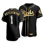 Maglia Baseball Uomo Cincinnati Reds Fred Hutchinson Golden Edition Autentico Nero