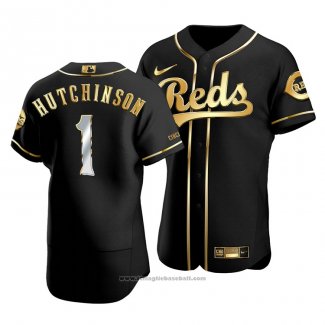 Maglia Baseball Uomo Cincinnati Reds Fred Hutchinson Golden Edition Autentico Nero