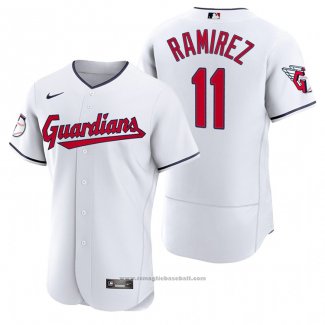 Maglia Baseball Uomo Cleveland Guardians Jose Ramirez Autentico Home Bianco