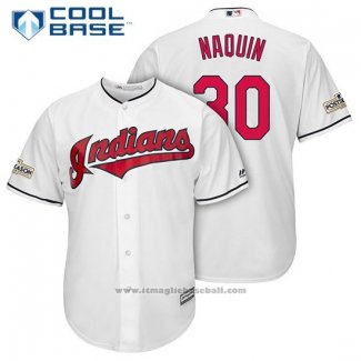 Maglia Baseball Uomo Cleveland Indians 2017 Postseason 30 Tyler Naquin Bianco Cool Base