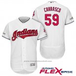 Maglia Baseball Uomo Cleveland Indians 2017 Postseason Carlos Carrasco Bianco Flex Base