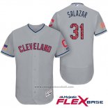 Maglia Baseball Uomo Cleveland Indians 2017 Stelle e Strisce Danny Salazar Grigio Flex Base
