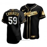 Maglia Baseball Uomo Cleveland Indians Carlos Carrasco Golden Edition Autentico Nero