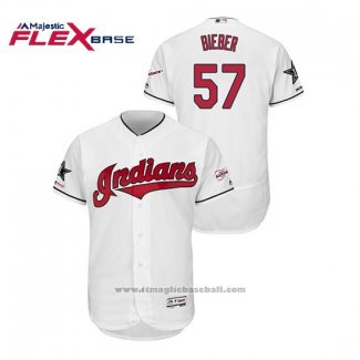 Maglia Baseball Uomo Cleveland Indians Shane Bieber 2019 All Star Flex Base Bianco