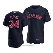 Maglia Baseball Uomo Cleveland Indians Zach Plesac Alternato Autentico Blu