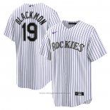 Maglia Baseball Uomo Colorado Rockies Charlie Blackmon Primera Replica Bianco