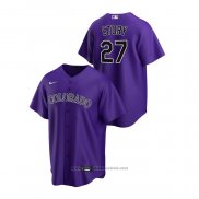 Maglia Baseball Uomo Colorado Rockies Trevor Story Replica Alternato Viola