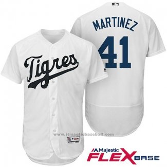 Maglia Baseball Uomo Detroit Tigers 41 Victor Martinez Bianco Hispanic Heritage Flex Base Giocatore