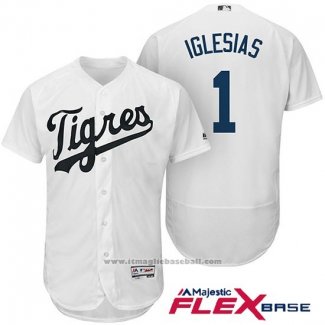 Maglia Baseball Uomo Detroit Tigers Bianco 1 Jose Iglesias Hispanic Heritage Flex Base Giocatore