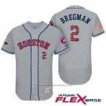 Maglia Baseball Uomo Houston Astros 2017 Stelle e Strisce Alex Bregman Grigio Flex Base