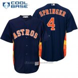 Maglia Baseball Uomo Houston Astros 4 George Springer Blu Giocatore Cool Base