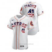 Maglia Baseball Uomo Houston Astros Brad Peacock 2020 Stars & Stripes 4th of July Bianco