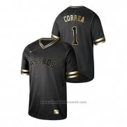 Maglia Baseball Uomo Houston Astros Carlos Correa 2019 Golden Edition V Neck Nero