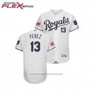 Maglia Baseball Uomo Kansas City Royals Salvador Perez 2018 Stars & Stripes Flex Base Bianco