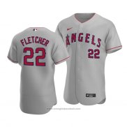 Maglia Baseball Uomo Los Angeles Angels David Fletcher Autentico Road Grigio