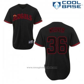 Maglia Baseball Uomo Los Angeles Angels Jerojo Weaver 36 Nero Fashion Cool Base