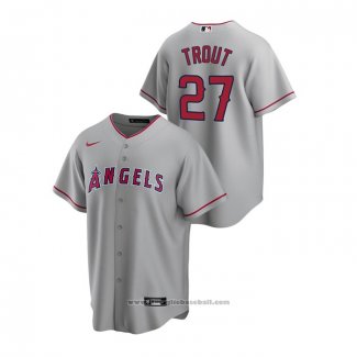 Maglia Baseball Uomo Los Angeles Angels Mike Trout Replica Road Grigio