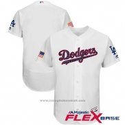 Maglia Baseball Uomo Los Angeles Dodgers 2017 Stelle e Strisce Bianco Flex Base