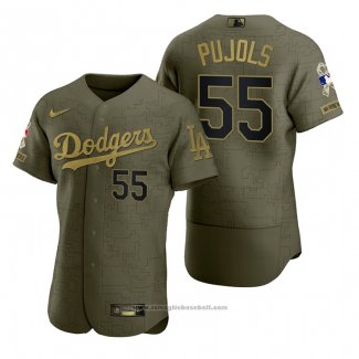 Maglia Baseball Uomo Los Angeles Dodgers Albert Pujols Camouflage Digitale Verde 2021 Salute To Service