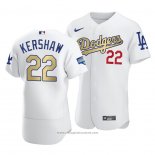 Maglia Baseball Uomo Los Angeles Dodgers Clayton Kershaw 2021 Gold Program Patch Autentico Bianco