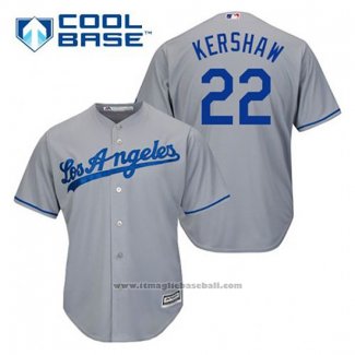 Maglia Baseball Uomo Los Angeles Dodgers Clayton Kershaw 22 Grigio Cool Base